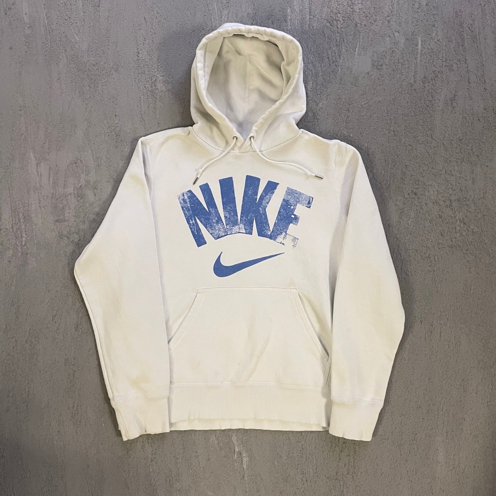 Nike distressed Logo Pullover Hoodie Mens Medium White